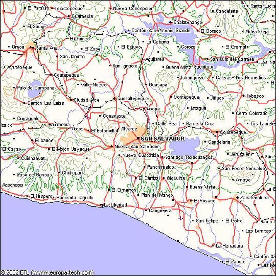 San Salvador Area Map, El Salvador, San Salvador, El Salvador, El Salvador Capital, El Salvador Country