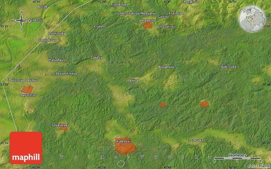 Satellite Map Of Kulebaki, Kulebaki, Russia, Russia  With Cities, Of Russia Area