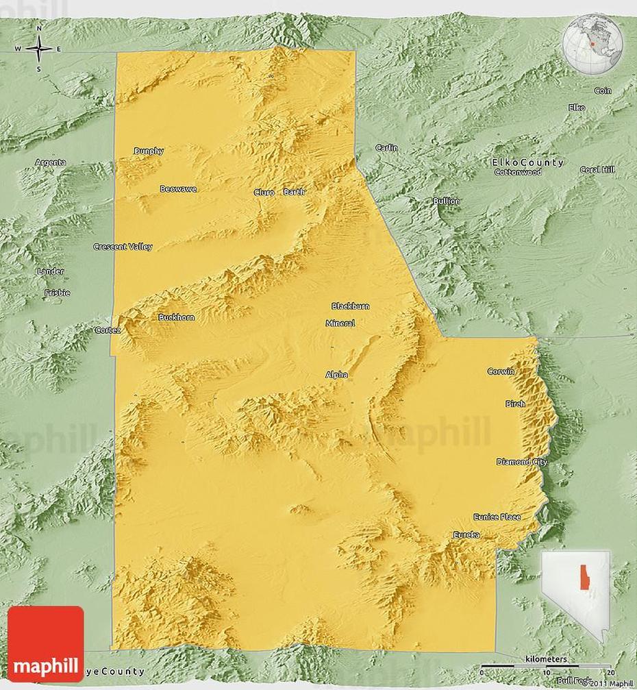 Savanna Style Panoramic Map Of Eureka County, Eureka, United States, Eureka, United States