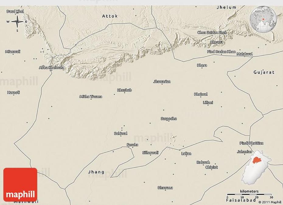 Shaded Relief 3D Map Of Sargodha, Sargodha, Pakistan, Rawalpindi Pakistan, Pakistan Weather