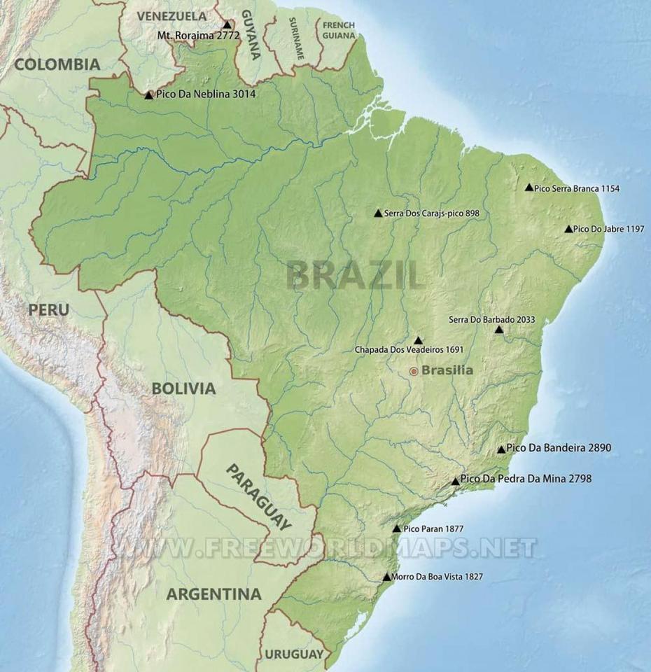 Brazil Mountains Map – Mountains In Brazil Map (South America – Americas), Altos, Brazil, Palo Alto Street, Alto Texas