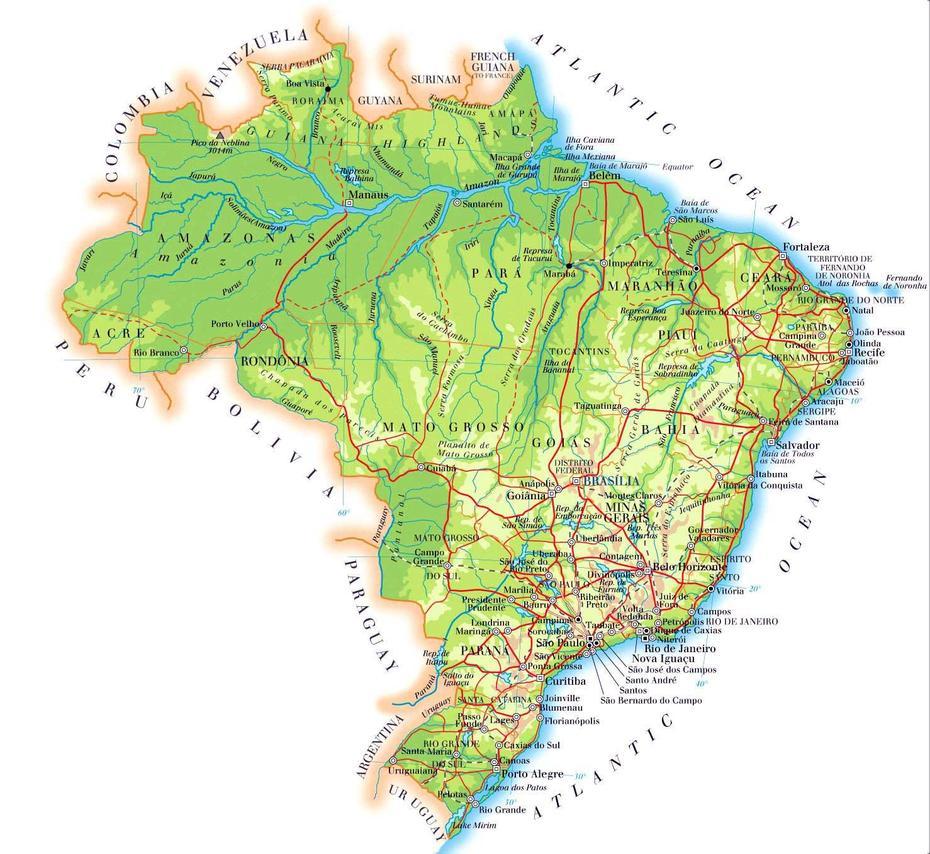 Brazilie Landkaart | Afdrukbare Plattegronden Van Brazilie …, Ibaté, Brazil, Ibaté, Brazil