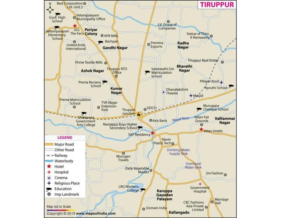 Buy Tiruppur City Map Online, Tiruppūr, India, Tirupur  City, Dindigul