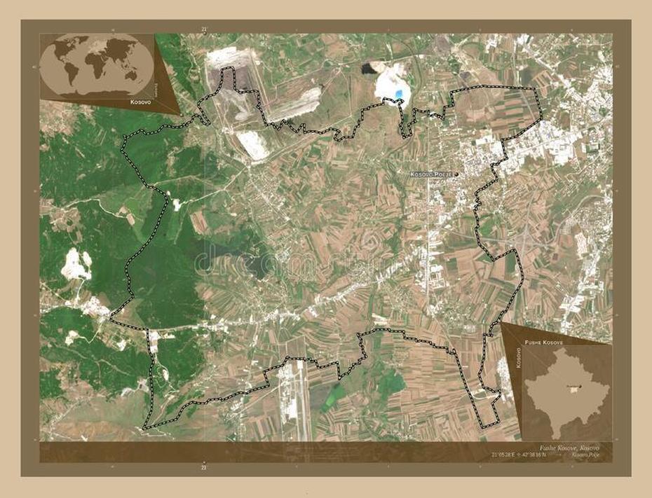 Fushe Kosove, Kosovo. Low-Res Satellite. Labelled Points Of Cities …, Fushë Kosovë, Kosovo, Komuna E Fushe  Kosoves, Skenderaj