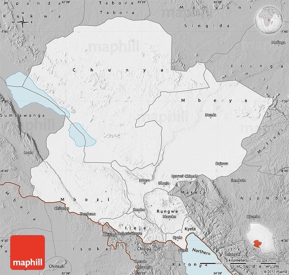 Gray Map Of Mbeya, Mbeya, Tanzania, Iringa, Moshi Tanzania