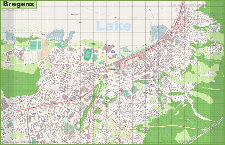 Large Detailed Map Of Bregenz, Bregenz, Austria, Bregenz Bodensee, Klagenfurt Austria