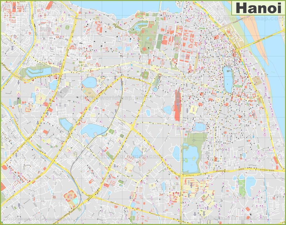 Large Detailed Map Of Hanoi, Hanoi, Vietnam, Dalat Vietnam, China Vietnam