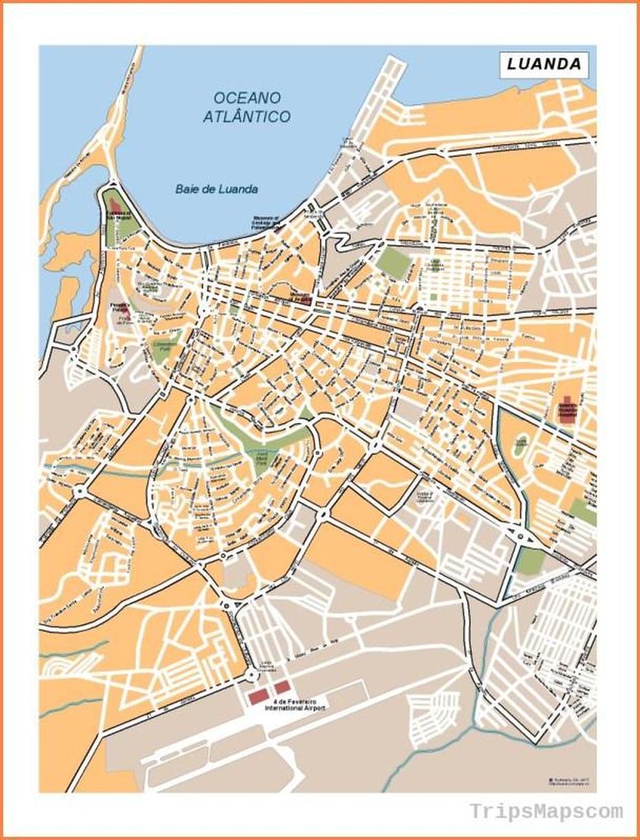 Luanda Map – Travel | Map – Tripsmaps, Luanda, Angola, Angola World, A De Luanda