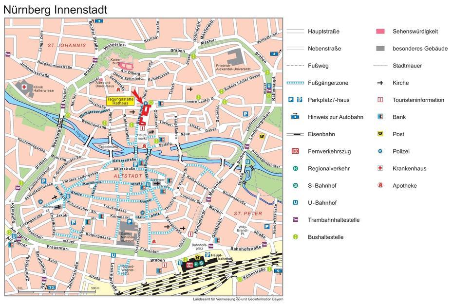 Nurnberg City Center Map, Nuremberg, Germany, Nuremberg Tourist, Nuremberg Wall