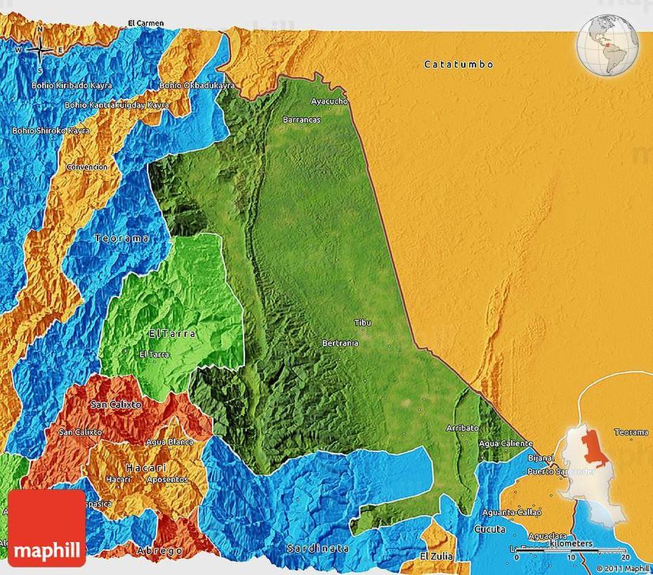 Satellite 3D Map Of Tibu, Political Outside, Tibú, Colombia, Colombia Oil Fields, El  Tibu