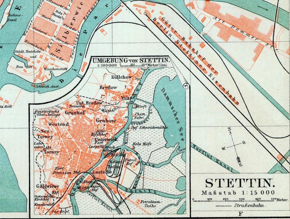 1895 Vintage Map Of Szczecin Or Stettin Poland Vintage City, Szczecin, Poland, Gdynia, Poland Tourist