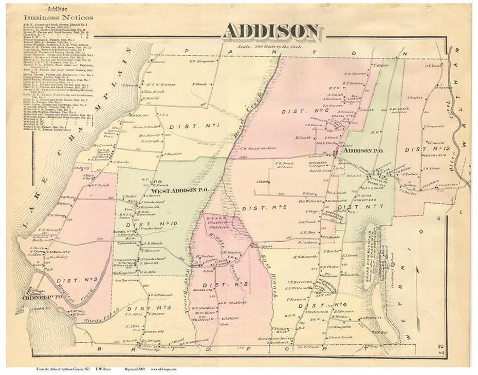 Addison, Vermont 1871 Old Town Map Reprint – Addison Co. – Old Maps, Addison, United States, Addison Texas, Addison Tx