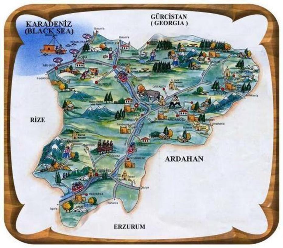 Artvin Touristic Map  Eastern Blacksea Region Of Turkey Ostliche …, Artvin, Turkey, Kastamonu  Harita, Turkey Relief