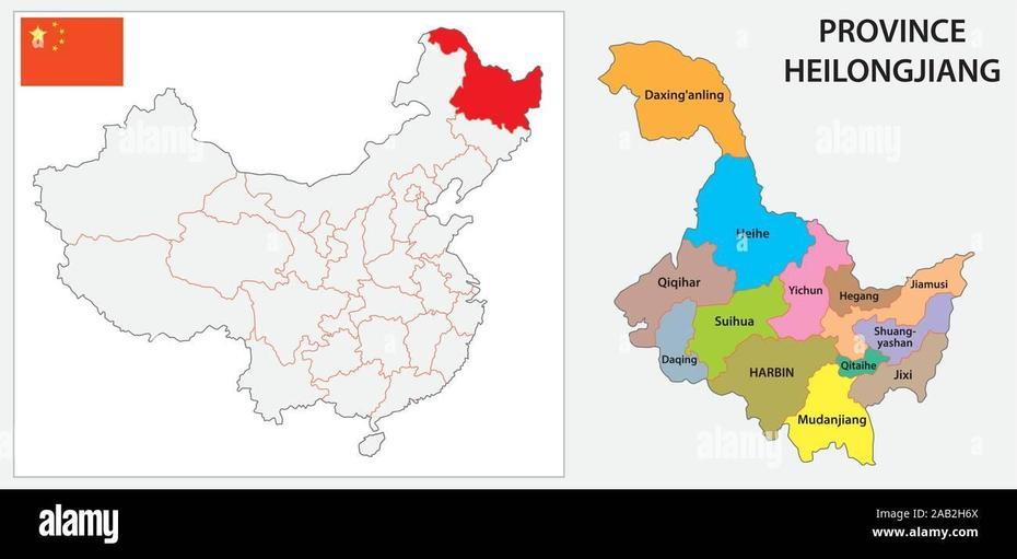 Heilongjiang Map High Resolution Stock Photography And Images – Alamy, Hailin, China, China  By Province, China  With Flag