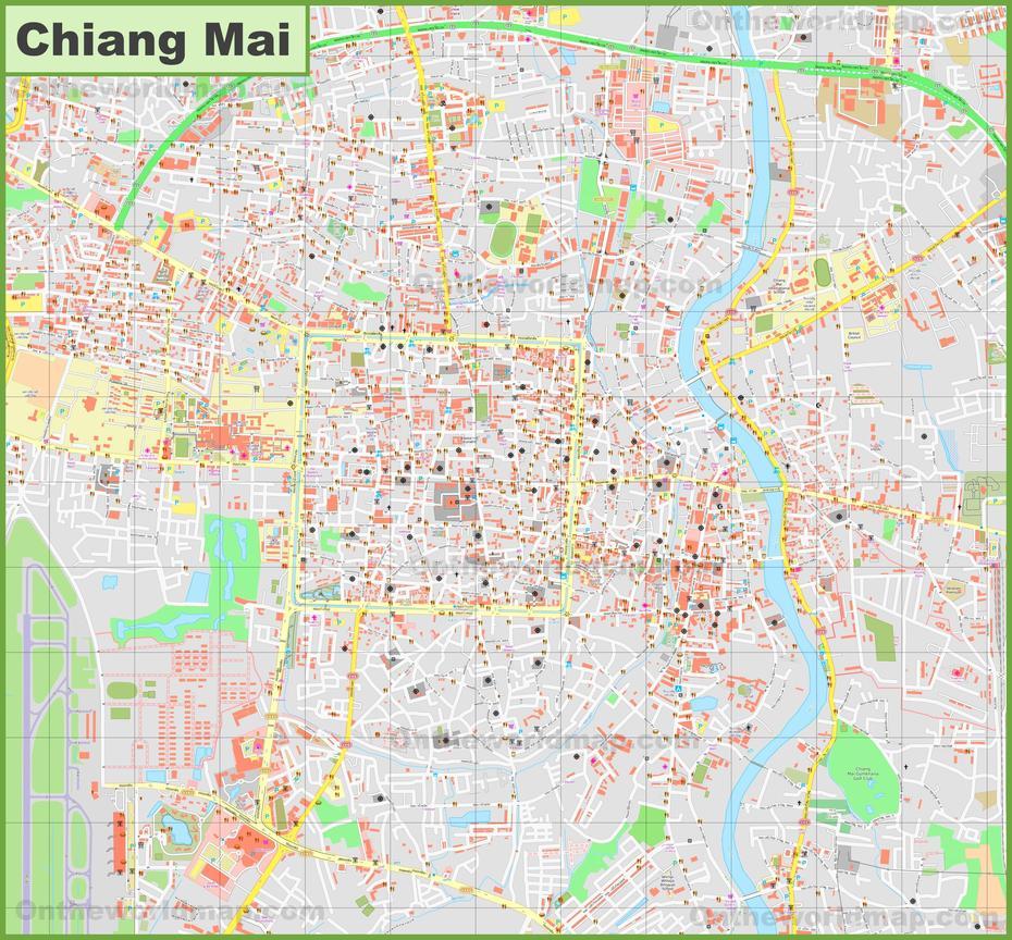 Large Detailed Map Of Chiang Mai, Chiang Mai, Thailand, Chiang Mai  In English, Koh Chang Thailand