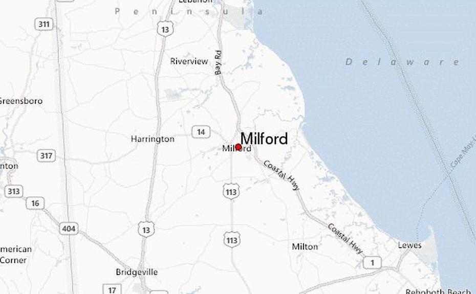 Large Printable Us  United States, United States Showing States, Delaware Location, Milford, United States