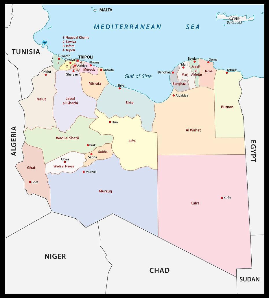 Libya Ethnic, Libya  Outline, World Atlas, Ajdābiyā, Libya