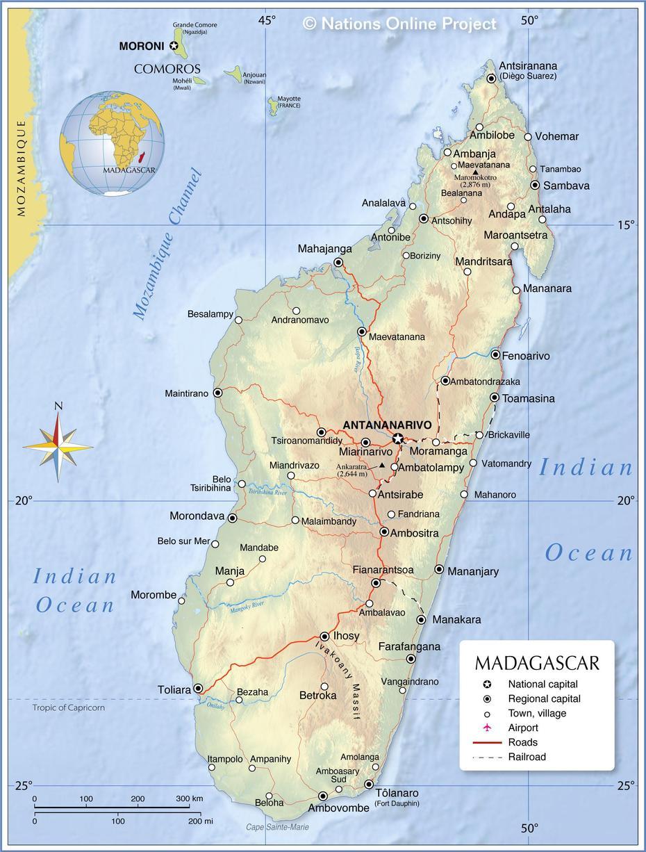 Map Of Madagascar – Nations Online Project, Mandoto, Madagascar, Madagascar Mountains, Madagascar Rainforest