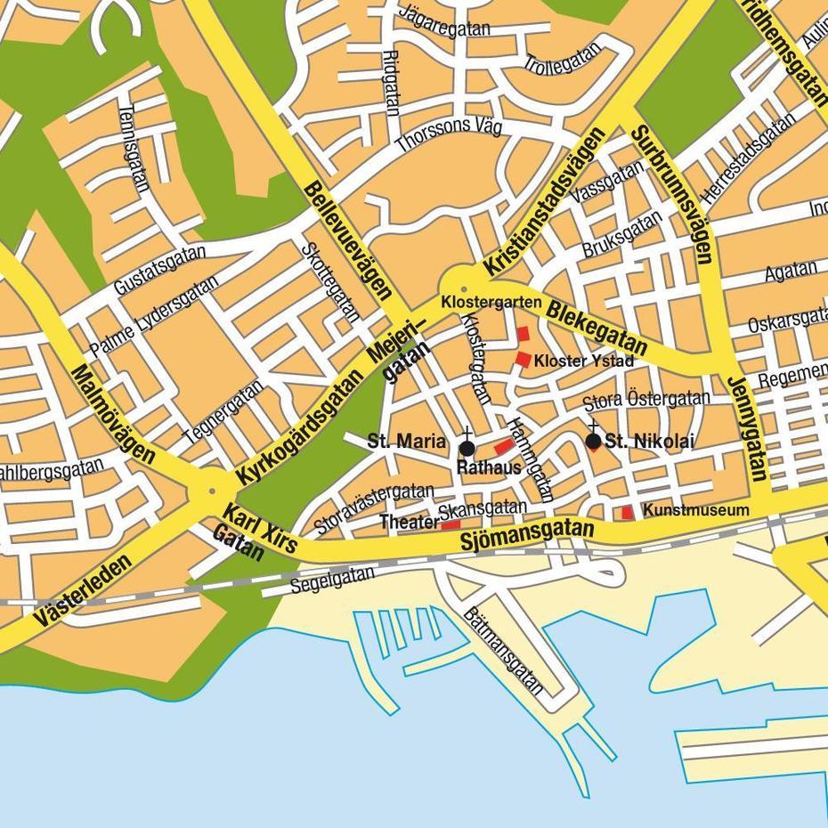 Map Ystad, Sweden. Maps And Directions At Hot-Map., Ystad, Sweden, Lund Sweden, Ystad Beach