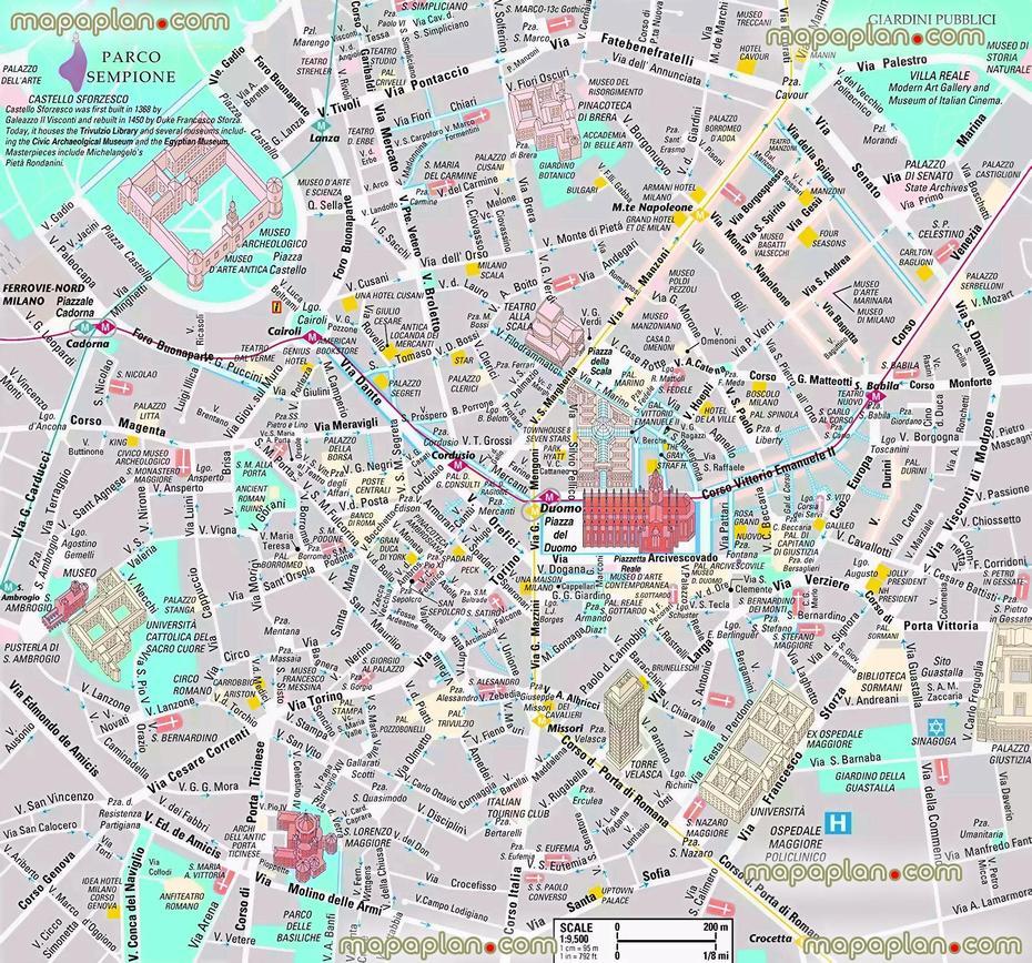 Milan Map – Milan Inner City Centre Top Attractions Detailed …, Milan, Italy, Milan Attractions, Train Station Milan Italy