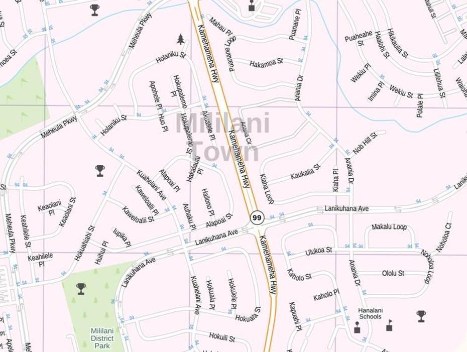 Mililani Town Map, Hawaii, Mililani Town, United States, Aiea Hawaii, Mililani Shopping Center