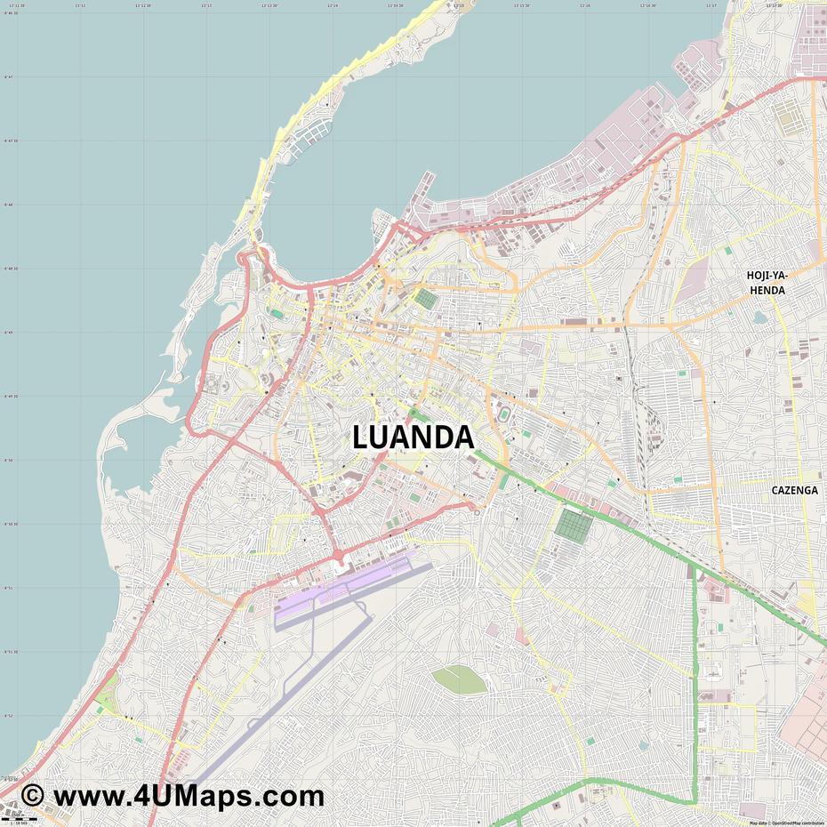 Pdf, Svg Scalable City Map Vector Luanda, Belas, Angola, Bela Bela South Africa, Bela Krajina