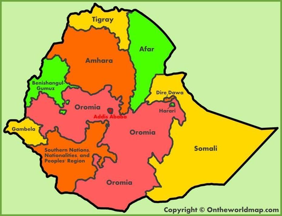 Administrative Map Of Ethiopia, K’Olīto, Ethiopia, Ethiopia Capital, Ethiopian  Image