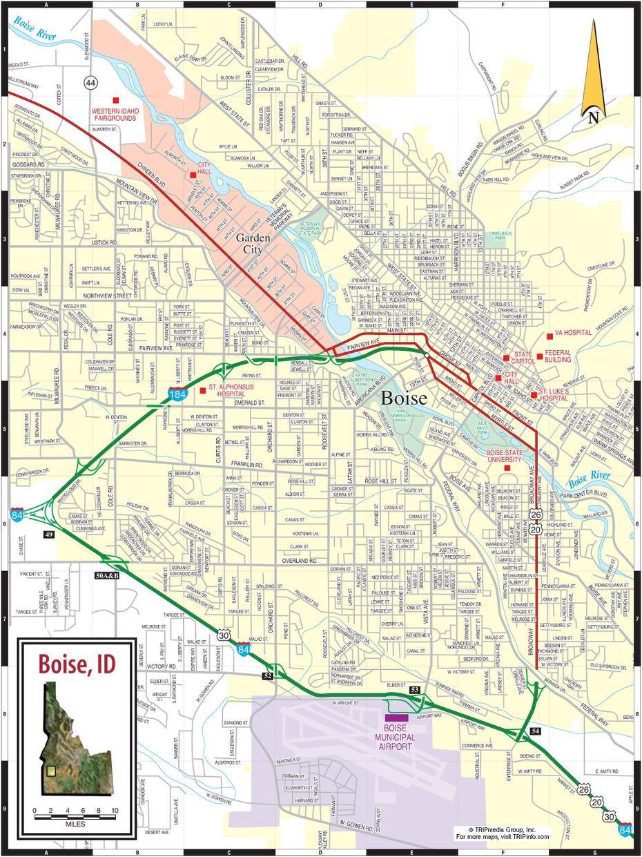 Boise Road Map, Boise, United States, Boise Street, Boise Id