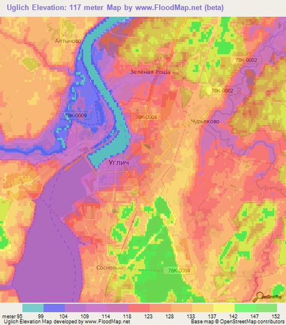 Elevation Of Uglich,Russia Elevation Map, Topography, Contour, Uglich, Russia, Russian Monastery, Volga River Russia