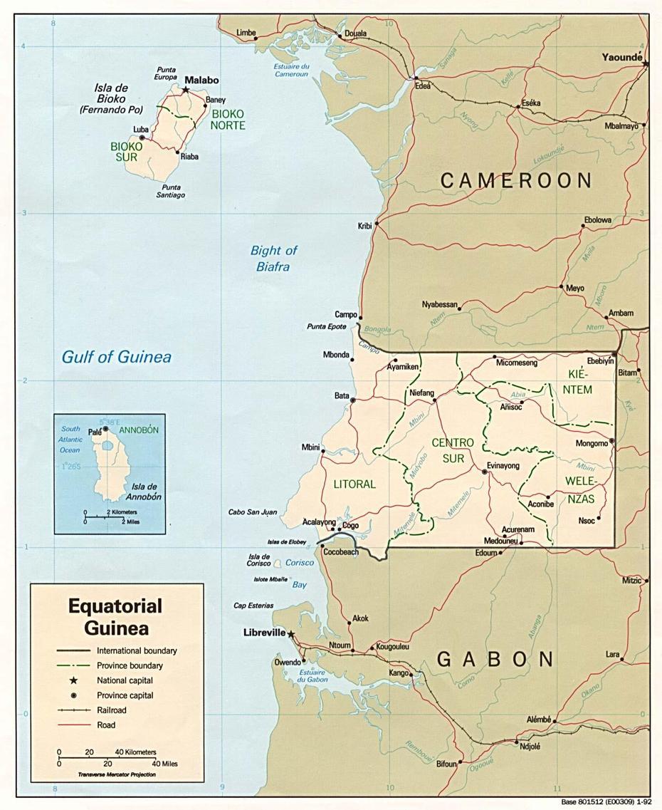 Free Equatorial Guinea Maps, Santiago De Baney, Equatorial Guinea, Santiago De Baney, Equatorial Guinea