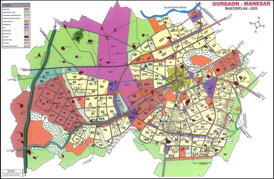 Gurgaon-Masterplan-2025-Map-Color, Gurgaon, India, Allahabad India, Gurgaon Location