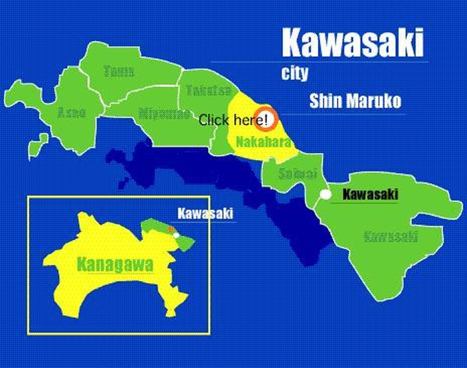 Kawasaki Map, Kawasaki, Japan, Fukushima Japan, Kawasaki Kanagawa