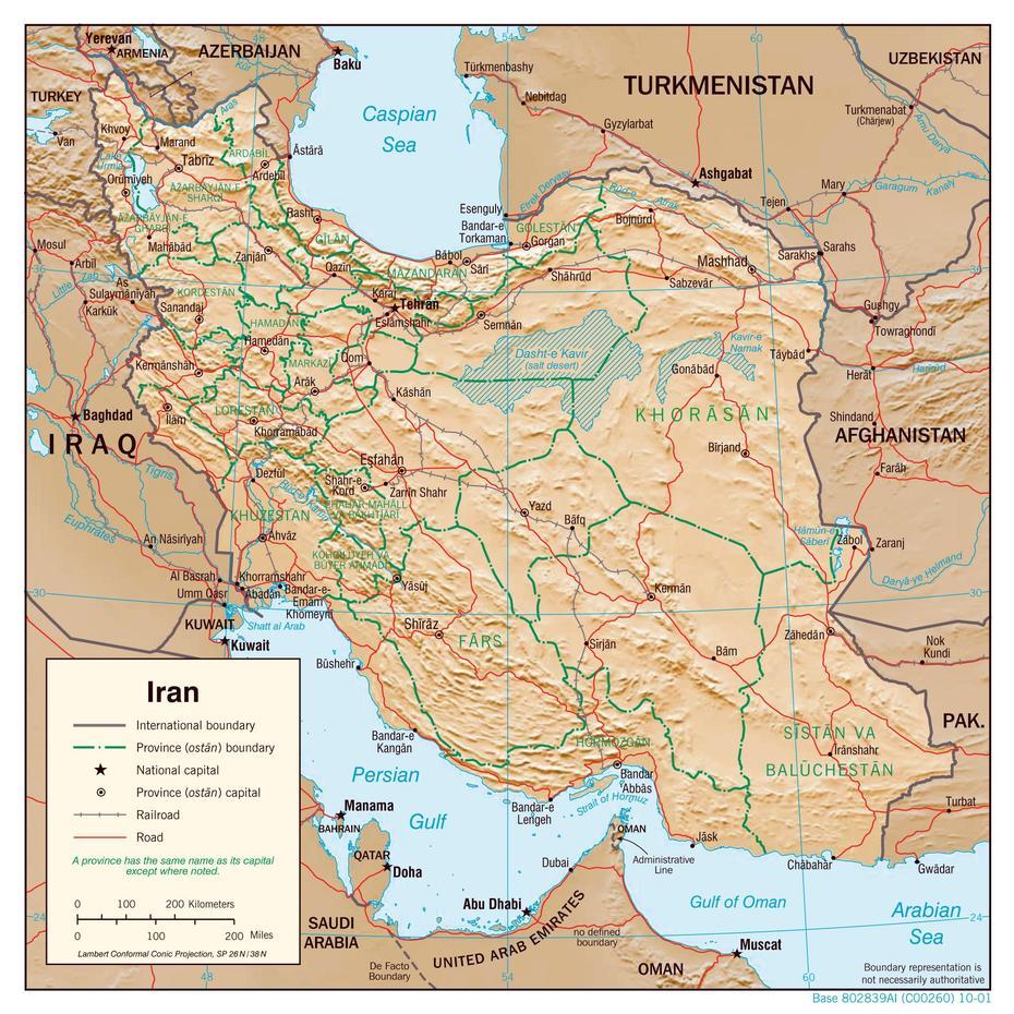 Large Detailed Political Map Of Iran With Relief, Major Cities And Roads  2001 | Vidiani …, Khorramābād, Iran, Iran  With Cities, North Iran