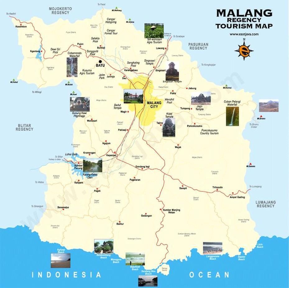 Malang Tourism Map – Peta Wisata Malang, Malang, Indonesia, Peta Malang, Malang Java