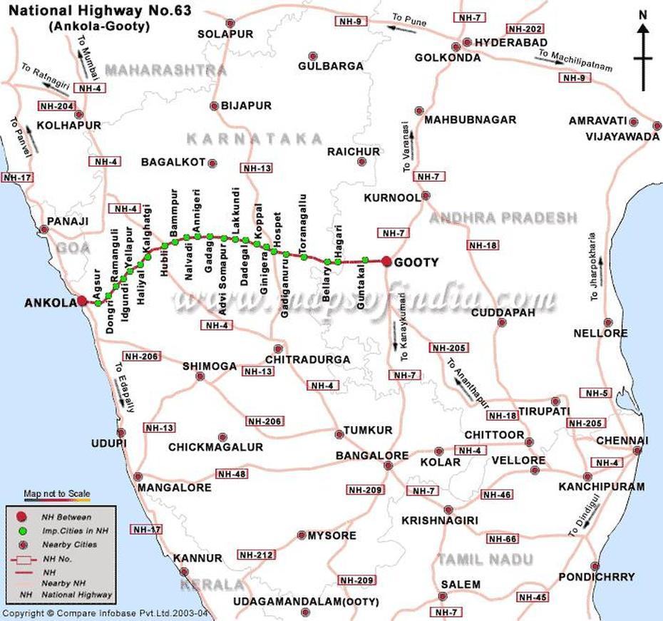 National Highway 63, Ankola To Gooty Road Map, Ankola, India, Lakshmi  Narayan, Mandir  Temple