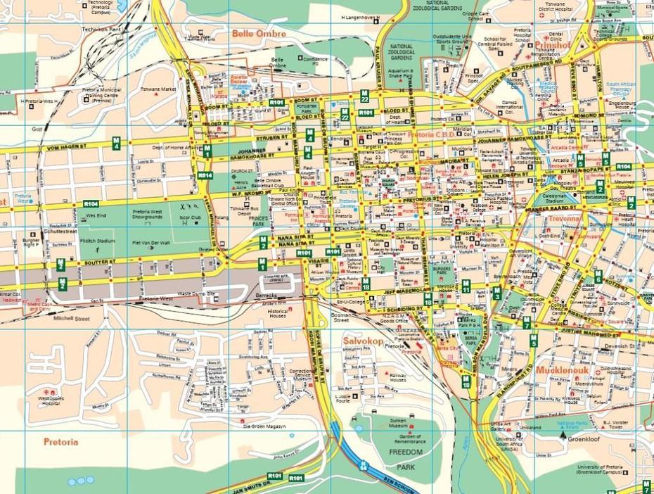 Pretoria Large Wall Map Is Large Format With Street Names ,Suburb Names, Pretoria, South Africa, Transvaal South Africa, Cape Town Africa