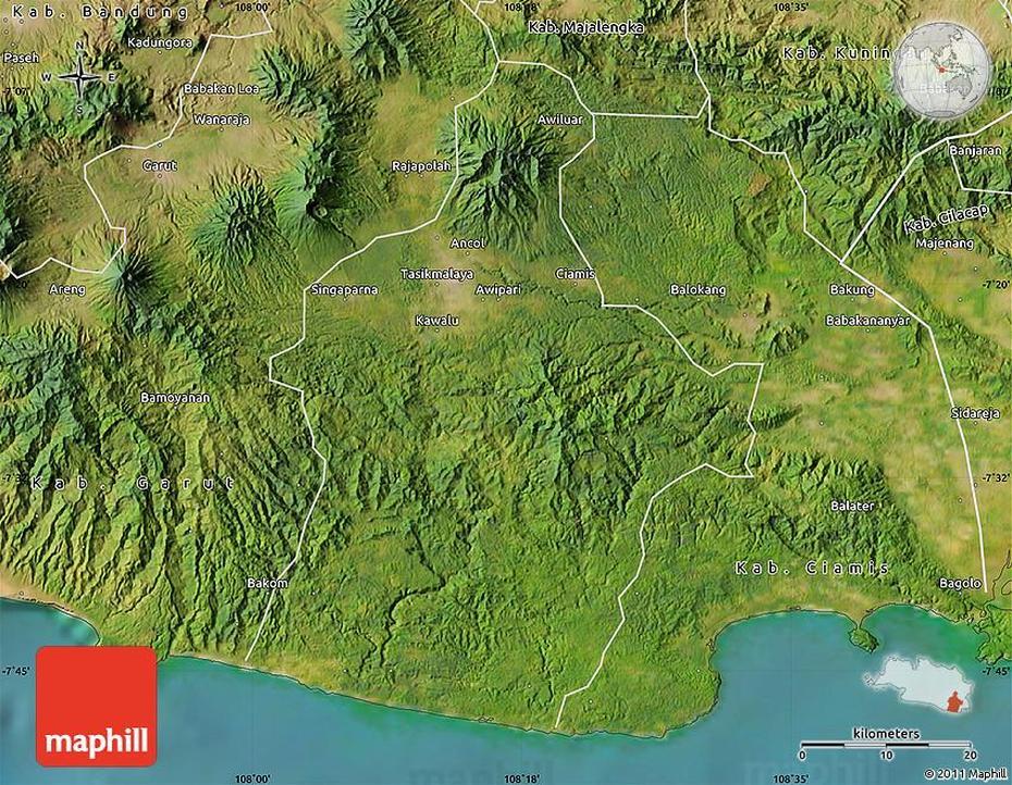 Satellite Map Of Kab. Tasikmalaya, Tasikmalaya, Indonesia, West Java Indonesia, Tasik  Chini