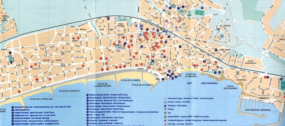 Sitges Tourist Map – Sitges Spain  Mappery, Sitges, Spain, Sitges In Spain, Of Sitges