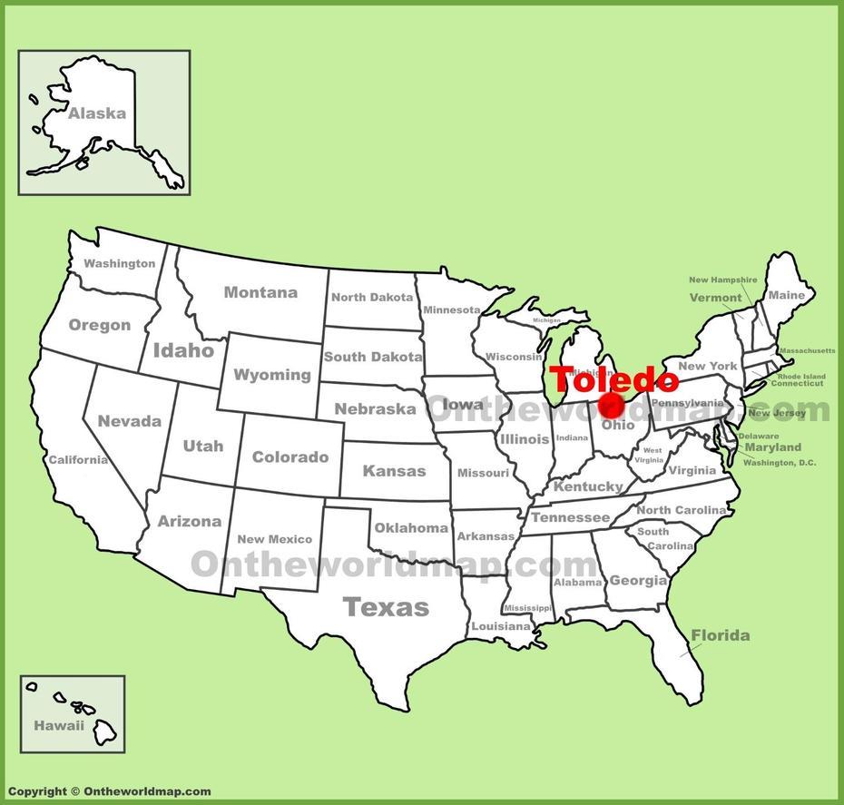 Toledo Location On The U.S. Map, Toledo, United States, 50 United States, United States America  Usa