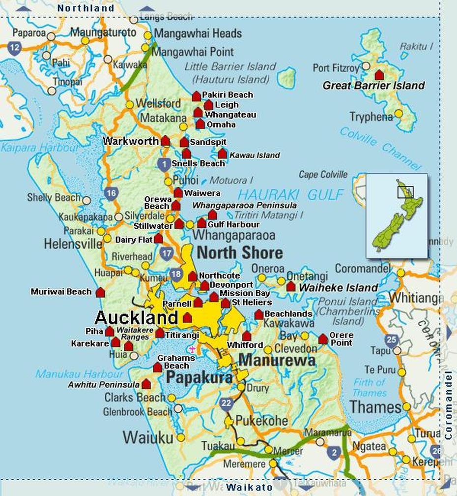 Auckland Map, Auckland, New Zealand, New Zealand Location, Auckland Region