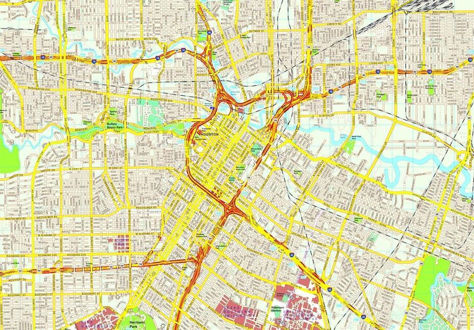 Houston Map. Eps Illustrator Vector City Maps Usa America. Eps …, Houston, United States, Big Printable United States, Chicago United States