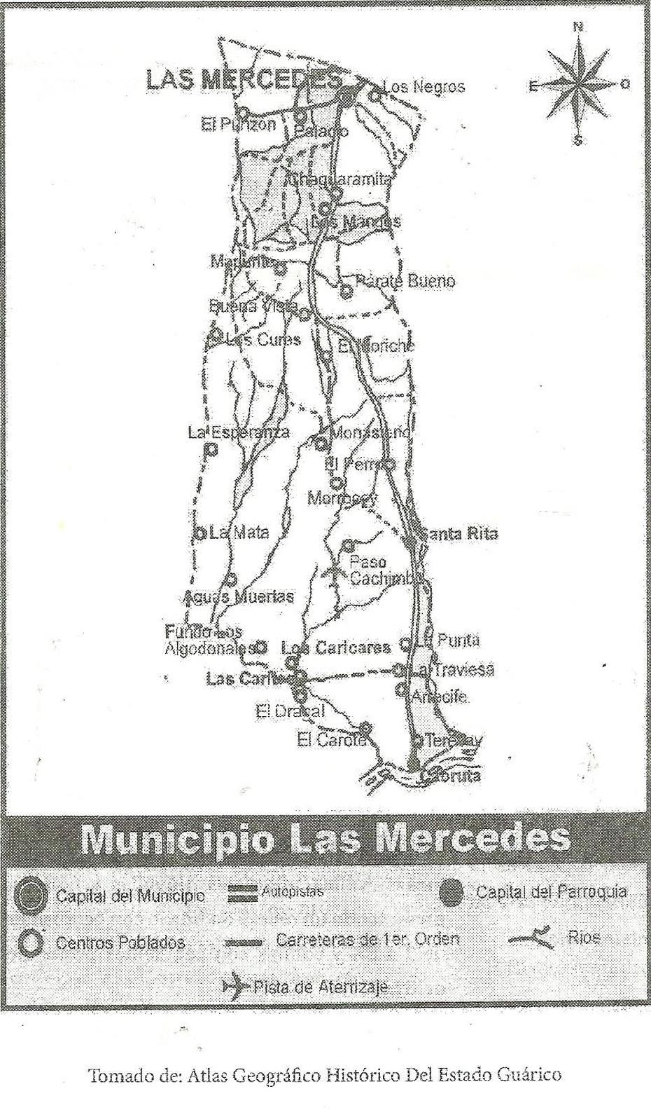 Las Mercedes Del Llano: Mapa De Las Mercedes, Las Mercedes, Venezuela, Venezuela Rivers, Venezuela  Outline