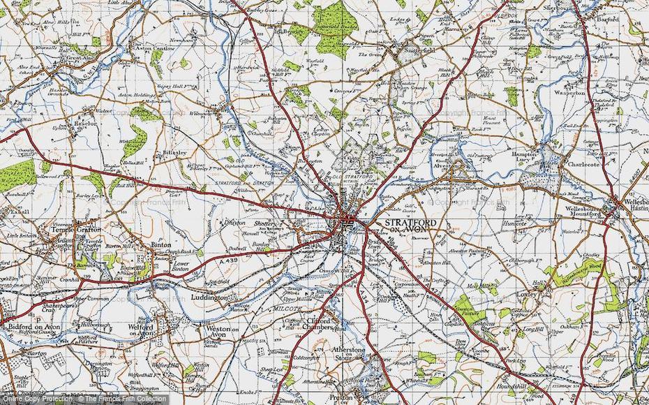 Map Of Stratford-Upon-Avon, 1947 – Francis Frith, Stratford-Upon-Avon, United Kingdom, Stratford Upon Avon Theatre, Stratford Upon Avon England