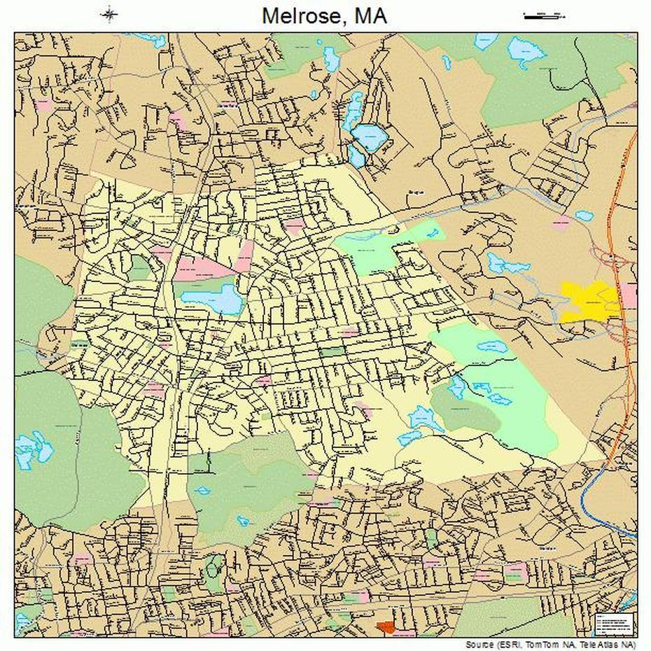 Melrose Massachusetts Street Map 2540115, Melrose, United States, Melrose Park, Melrose Montana