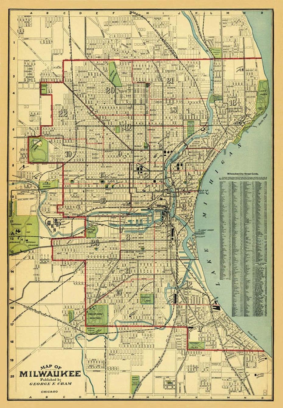 Milwaukee Map Old Map Of Milwaukee Print Fine Reproduction | Etsy, Milwaukee, United States, What State Is Milwaukee In, Downtown Milwaukee Wisconsin