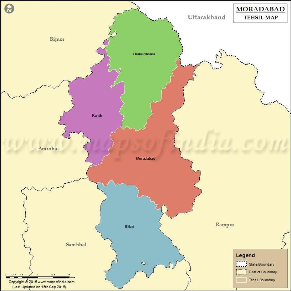 Moradabad Tehsil Map, Morādābād, India, Uttar  Pradesh, Dios  Shiva