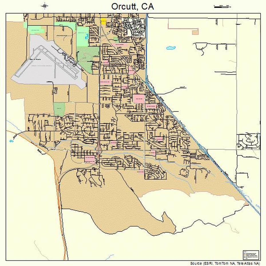 Orcutt California Street Map 0654120, Orcutt, United States, Butterskull Ranch, Downtown Orcutt