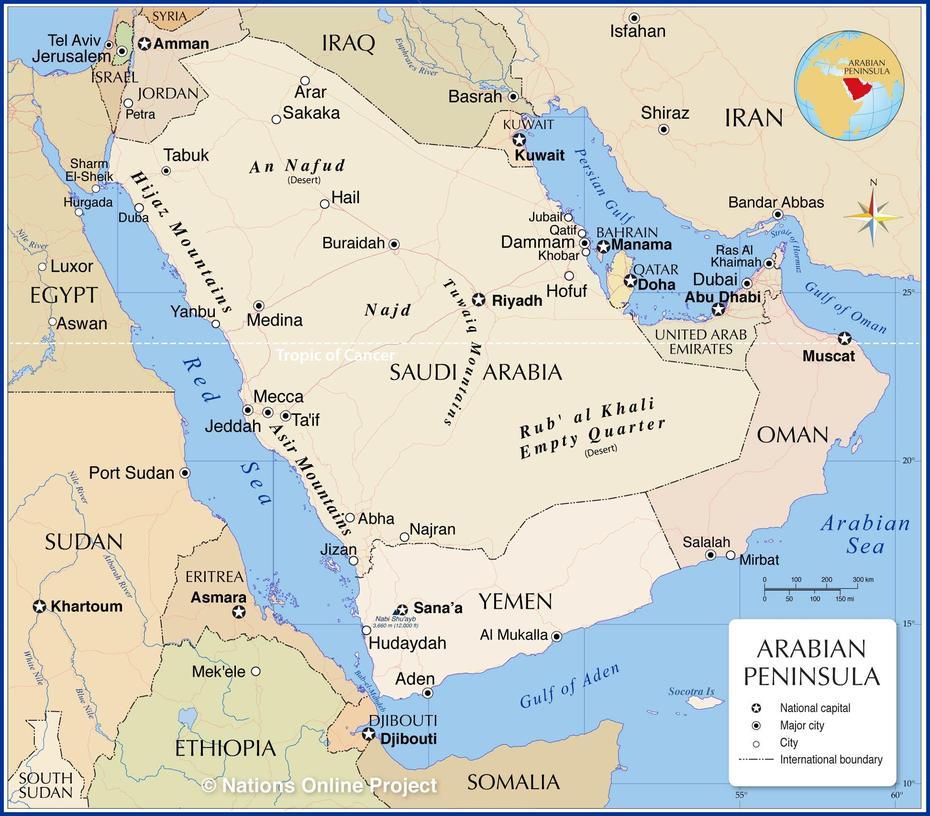 Political Map Of The Arabian Peninsula – Nations Online Project, Araban, Turkey, Arabian Empire Flag, North Arabian Sea