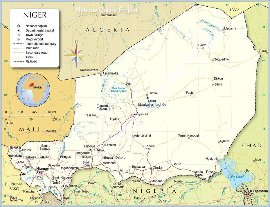 Political Map Of Niger – Nations Online Project, Ayorou, Niger, Niger Chad, Niger River On World