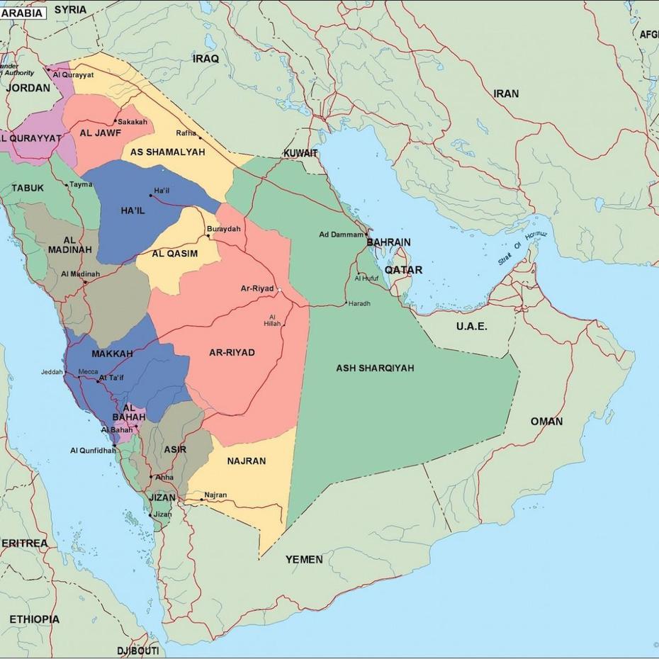 Saudi Arabia Political Map. Eps Illustrator Map | Vector World Maps, Aţ Ţā’If, Saudi Arabia, Al  Taif, Saudi Arabia Dammam City